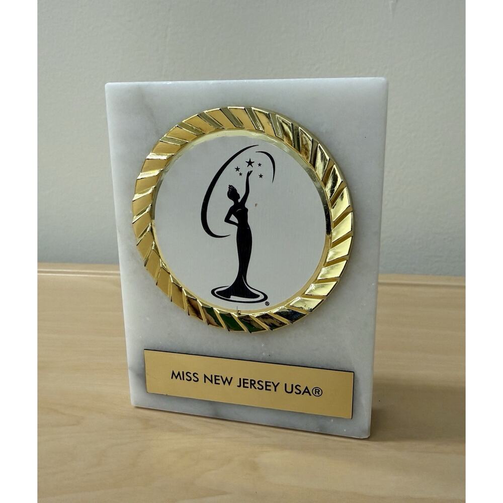 Beauty Pageant Marble Trophy Miss New Jersey USA Crown Awards Goldtone Universe